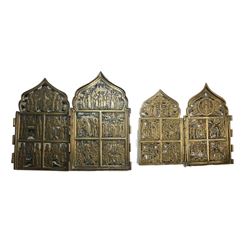 Lot of 2 Russian Brass Icons c.19th century. Size 7 x 8