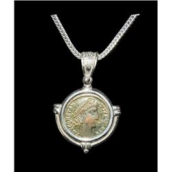 Ancient Roman Constantine Bronze coin set in a Silver