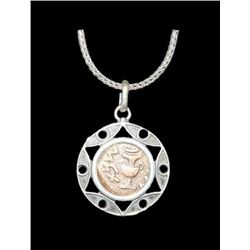 Ancient Judaean 1st Revolt Bronze Coin set in Silver