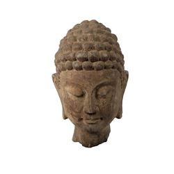 Chinese Ming Dynasty Stone Head Of Lord Buddha. Size 17