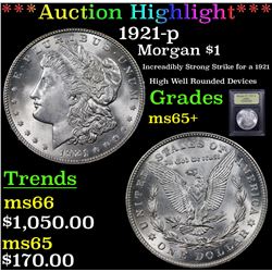 ***Auction Highlight*** 1921-p Morgan Dollar $1 Graded GEM+ Unc By USCG (fc)