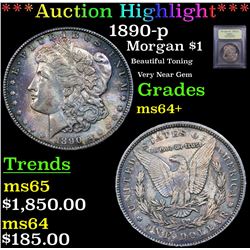 ***Auction Highlight*** 1890-p Morgan Dollar $1 Graded Choice+ Unc By USCG (fc)