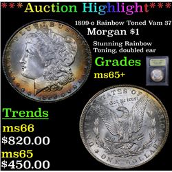 ***Auction Highlight*** 1899-o Rainbow Toned Vam 37 Morgan Dollar $1 Graded GEM+ Unc By USCG (fc)
