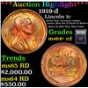 Image 1 : ***Auction Highlight*** 1919-d Lincoln Cent 1c Graded Choice+ Unc RD By USCG (fc)