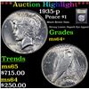 Image 1 : ***Auction Highlight*** 1935-p Peace Dollar $1 Graded Choice+ Unc By USCG (fc)