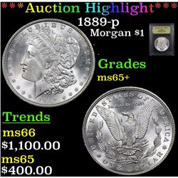 ***Auction Highlight*** 1889-p Morgan Dollar $1 Graded GEM+ Unc By USCG (fc)
