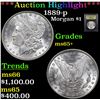 Image 1 : ***Auction Highlight*** 1889-p Morgan Dollar $1 Graded GEM+ Unc By USCG (fc)