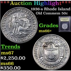 ***Auction Highlight*** 1936-s Rhode Island Old Commem Half Dollar 50c Graded GEM++ Unc By USCG (fc)