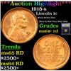 Image 1 : ***Auction Highlight*** 1918-s Lincoln Cent 1c Graded Choice+ Unc RD By USCG (fc)