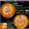 Image 1 : ***Auction Highlight*** 1890 Indian Cent 1c Graded Gem+ Unc RD By USCG (fc)