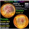 Image 1 : ***Auction Highlight*** 1909-p Lincoln Cent 1c Graded GEM+ Unc RD By USCG (fc)