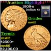 Image 1 : ***Auction Highlight*** 1909-s Gold Indian Half Eagle $5 Graded Select Unc By USCG (fc)