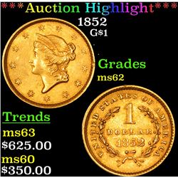 ***Auction Highlight*** 1852 Gold Dollar $1 Grades Select Unc (fc)