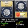 Image 1 : ANACS 1935-p Arkansas Old Commem Half Dollar 50c Graded ms64 By ANACS