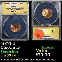 ANACS 1970-d Lincoln Cent 1c Graded ms60 rd By ANACS