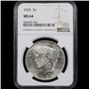 Image 2 : NGC 1925-p Peace Dollar $1 Graded ms64 By NGC
