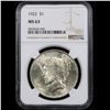 Image 2 : NGC 1922-p Peace Dollar $1 Graded ms63 By NGC