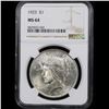 Image 2 : NGC 1923-p Peace Dollar $1 Graded ms64 By NGC