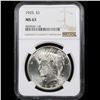 Image 2 : NGC 1925-p Peace Dollar $1 Graded ms63 By NGC