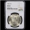 Image 2 : NGC 1922-p Peace Dollar $1 Graded ms64 By NGC