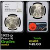 Image 1 : 1922-p Peace Dollar $1 Graded ms63 By NGC