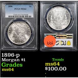 PCGS 1896-p Morgan Dollar $1 Graded ms64 By PCGS