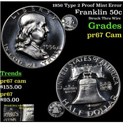 1956 Type 2 Proof Mint Error Franklin Half Dollar 50c Grades GEM++ Proof Cameo