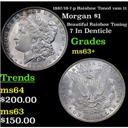 1887/18-7-p Rainbow Toned vam 11 Morgan Dollar $1 Grades Select+ Unc