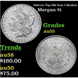 1882-o/s Top 100 Vam 5 Broken Morgan Dollar $1 Grades Choice AU