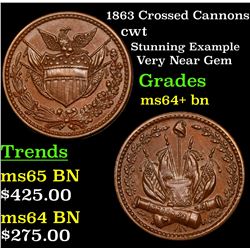 1863 Crossed Cannons Civil War Token 1c Grades Choice+ Unc BN