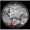 Image 2 : 1937-p Rainbow Toned Mercury Dime 10c Grades Choice Unc+ FSB