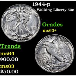 1944-p Walking Liberty Half Dollar 50c Grades Select+ Unc