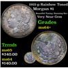 Image 1 : 1921-p Rainbow Toned Morgan Dollar $1 Grades Choice+ Unc