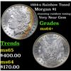 Image 1 : 1884-o Rainbow Toned Morgan Dollar $1 Grades Choice+ Unc