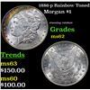 Image 1 : 1886-p Rainbow Toned Morgan Dollar $1 Grades Select Unc