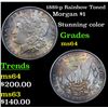 Image 1 : 1889-p Rainbow Toned Morgan Dollar $1 Grades Choice Unc