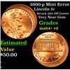 Image 1 : 2000-p Mint Error Lincoln Cent 1c Grades Choice+ Unc RD