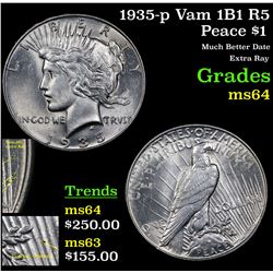 1935-p Vam 1B1 R5 Peace Dollar $1 Grades Choice Unc