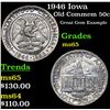 Image 1 : 1946 Iowa Old Commem Half Dollar 50c Grades GEM Unc