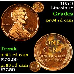1950 Lincoln Cent 1c Grades Choice Proof Red Cameo