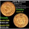 Image 1 : 1864 Bronze Indian Cent 1c Grades Choice Unc RB