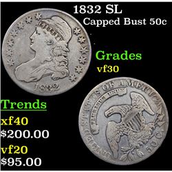 1832 SL Capped Bust Half Dollar 50c Grades vf++