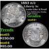 Image 1 : 1883 n/c Liberty Nickel 5c Grades Choice+ Unc