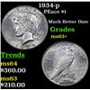 Image 1 : 1934-p Peace Dollar $1 Grades Select+ Unc