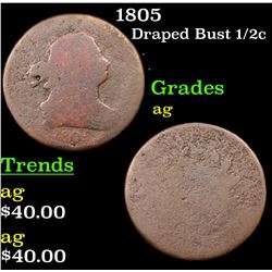 1805 Draped Bust Half Cent 1/2c Grades ag