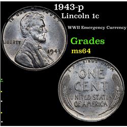 1943-p Lincoln Cent 1c Grades Choice Unc