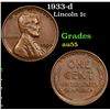 1933-d Lincoln Cent 1c Grades Choice AU