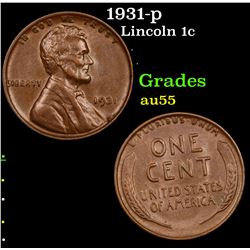 1931-p Lincoln Cent 1c Grades Choice AU