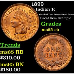 1899 Indian Cent 1c Grades GEM Unc RB