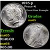 Image 1 : 1925-p Peace Dollar $1 Grades GEM Unc